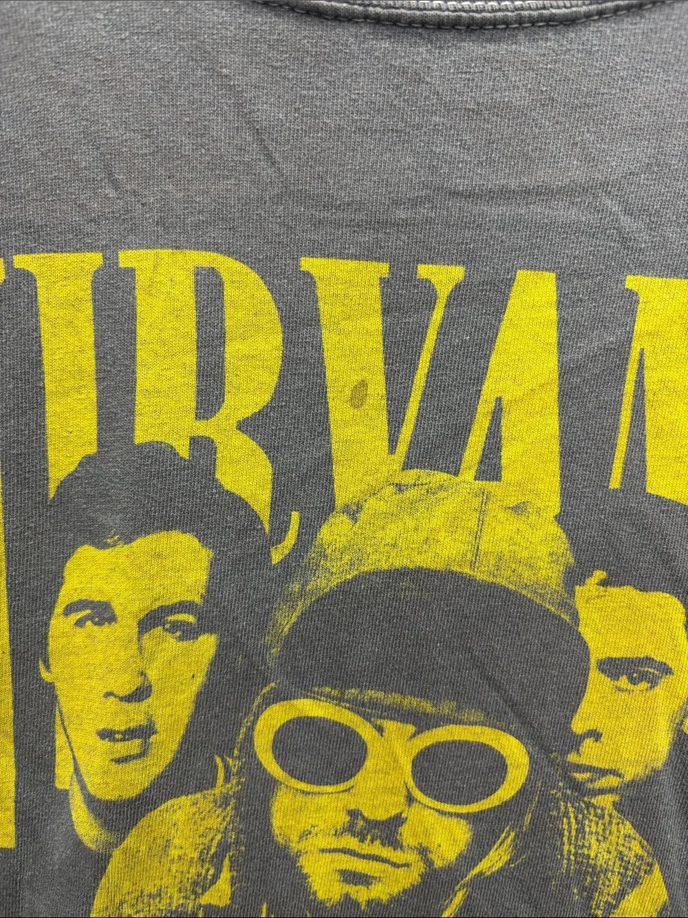 NIRVANA Short Sleeve Graphic Tee in Charcoal with Yellow Print large - Picture 2 of 9